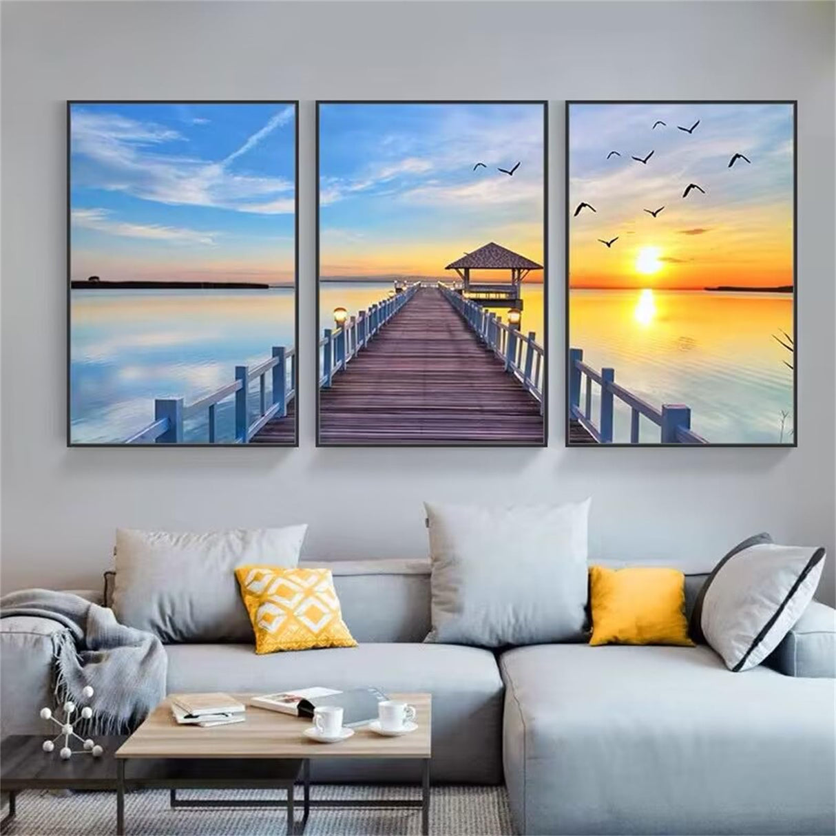 Christmas Painting by Number for Adults,16x28inch Small Size Sunrise Waves Diamond Painting Kits 3 Sets for Beginner,5D DIY Diamond Art Paintings Craft Kits for Home Wall Decor,Women Gifts YF-13208 Yeefion