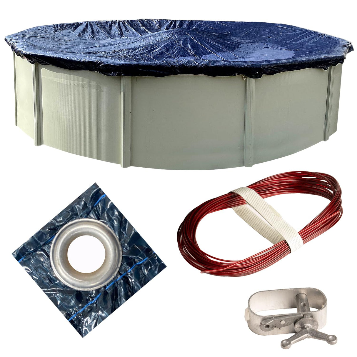 Winter Block WC18R Aboveground Pool Winter Cover 18’ Ft. Round, 8-Year Warranty Includes Winch and Cable, Superior Strength & Durability, UV Protected, 18', Solid Blue Winter Block