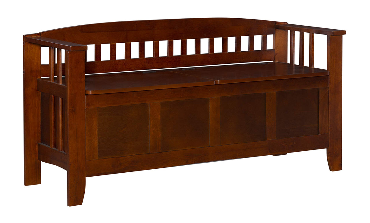 Linon Walnut Split Seat Storage Bench for Foyers and Mudrooms Linon