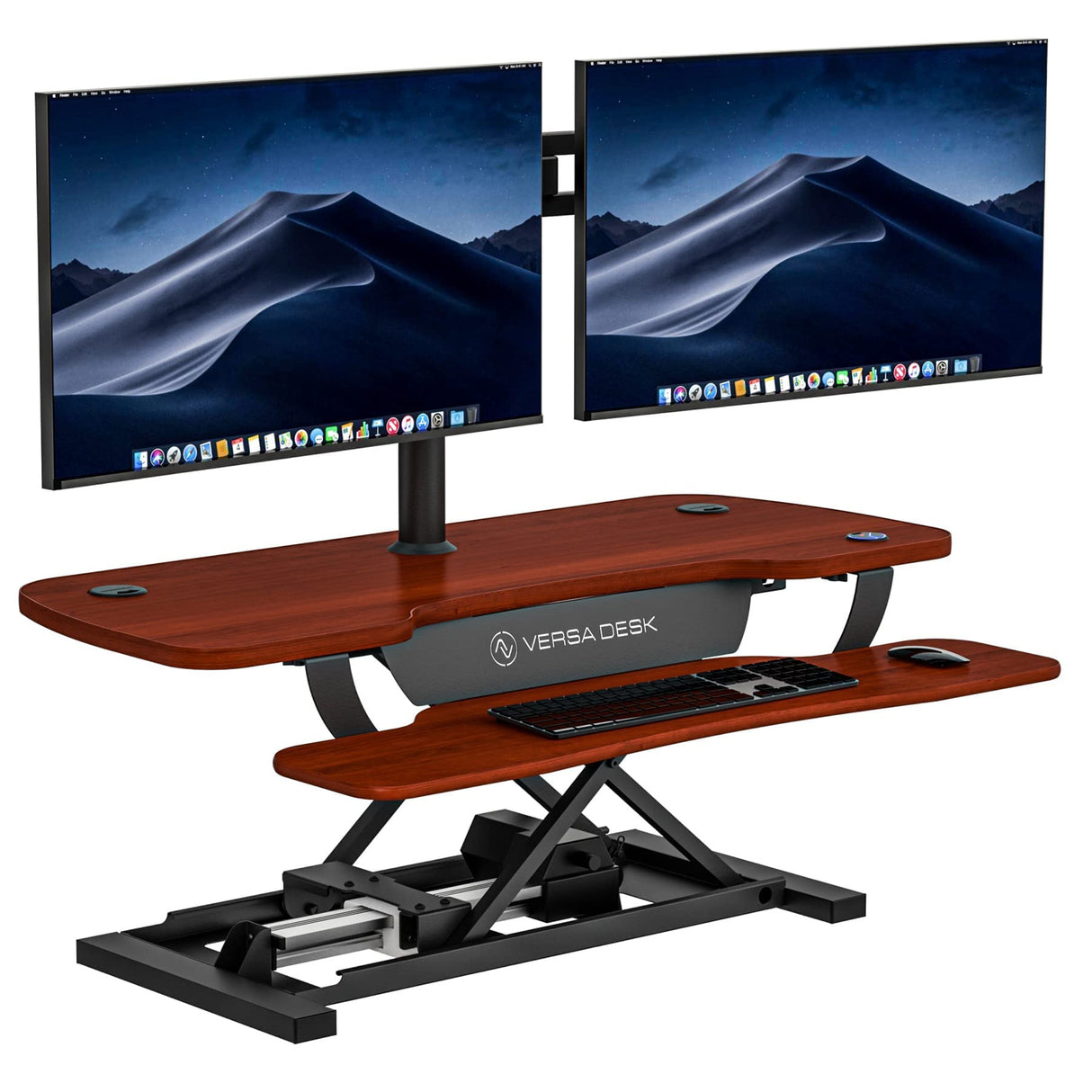 VERSADESK® PowerPro 40” x 24” Standing Desk Converter | 7.75” - 23.5” Electric Height Adjustable Sit to Stand Desk Riser w/Keyboard Tray & USB Hub - Ergonomic Workstation for Home & Office, Cherry VERSADESK