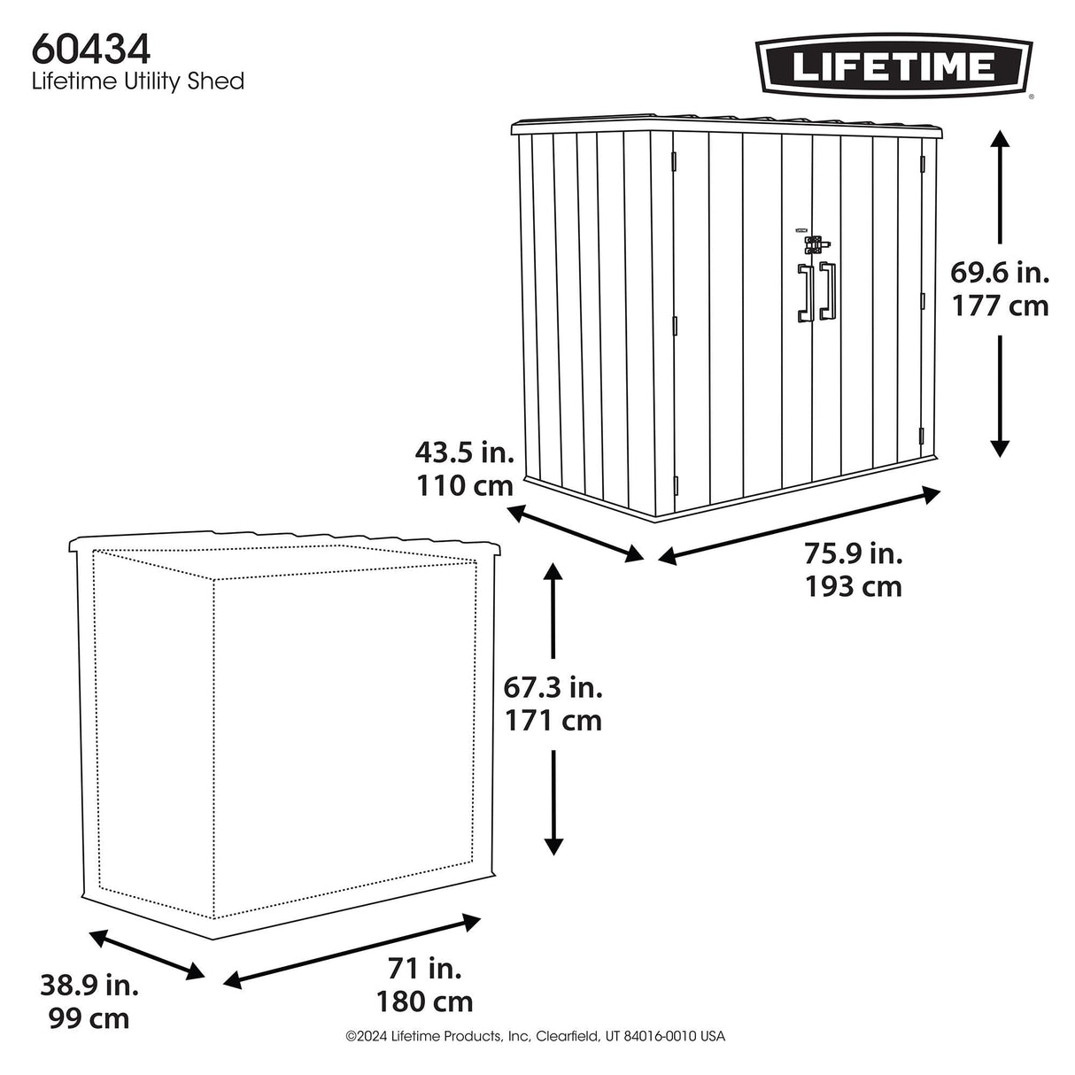 Lifetime Outdoor Utility Storage Shed with Double Wall Steel-Reinforced Construction, 6.3 x 3.6 FT Lifetime
