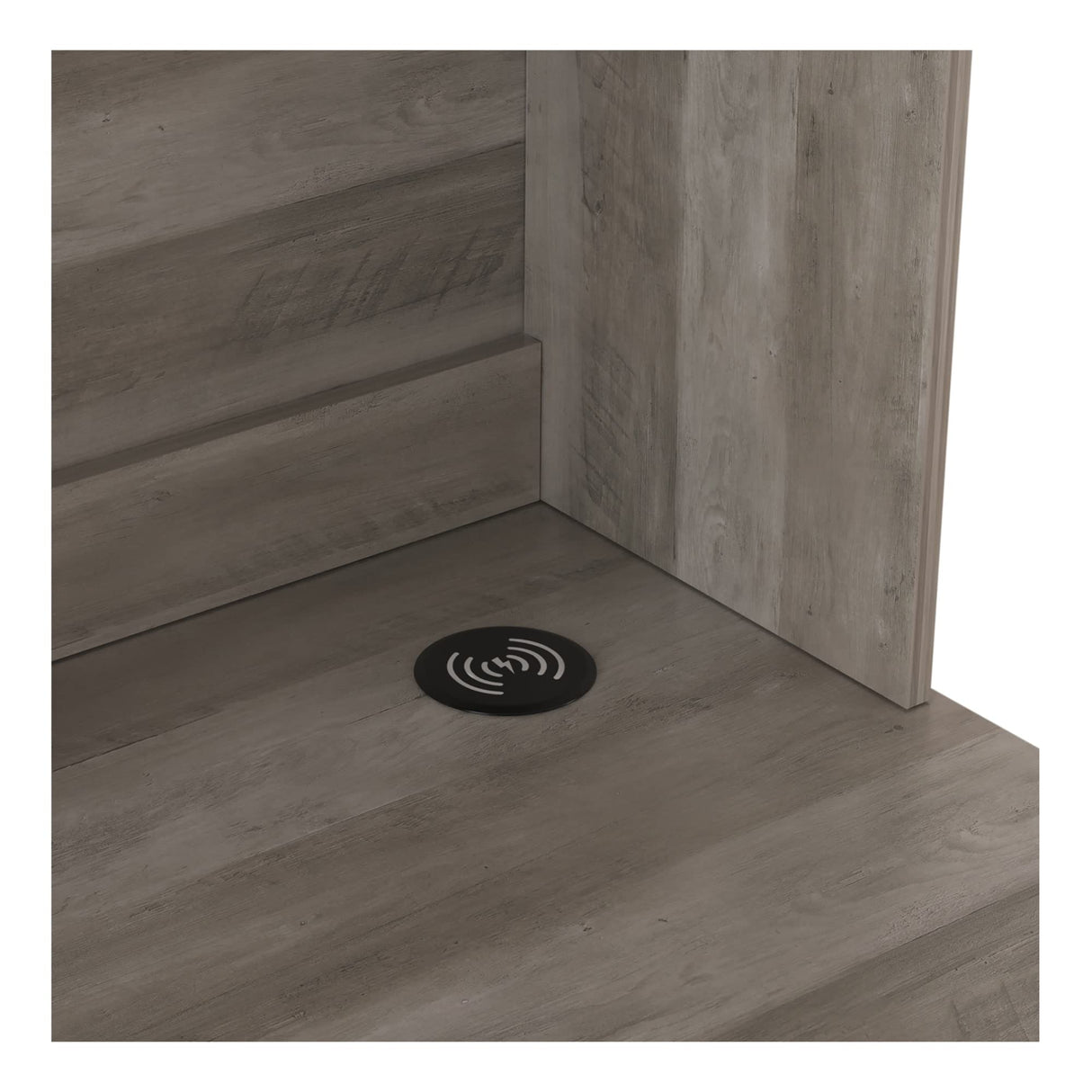 Realspace® Peakwood 65"W Computer Desk with Hutch and Wireless Charging, Smoky Brown Realspace