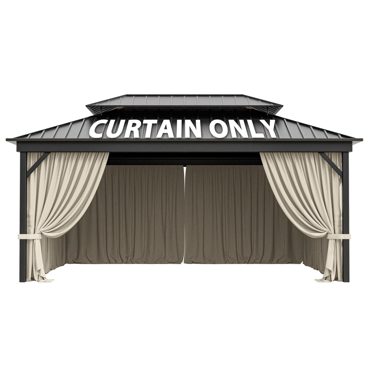 12'x16' Gazebo Curtains Outdoor Waterproof with Hanging Rings, 4-Panel Double Zipper Sidewalls Universal Replacement Privacy Curtain, Outdoor Gazebo Curtains for Patio, Backyard(Curtains Only) Snubbull