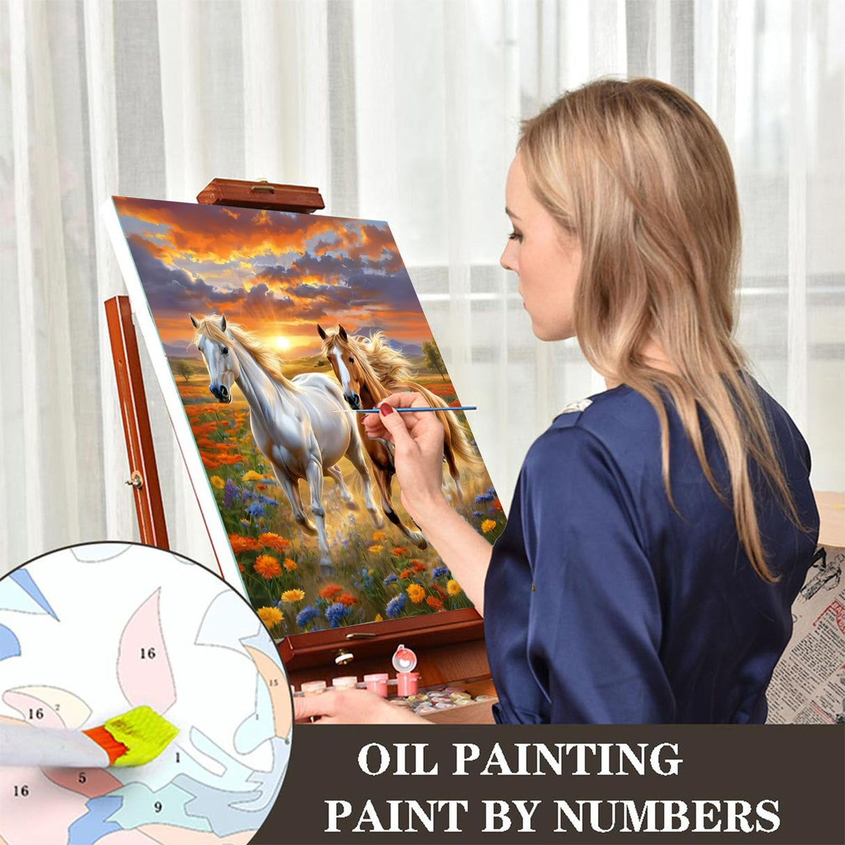 cviokrdu Horse Paint by Numbers for Adults-Horse Paint by Number on Canvas Without Frame, DIY Animal Oil Painting for Gift Home Wall Decor (16x20inch) cviokrdu