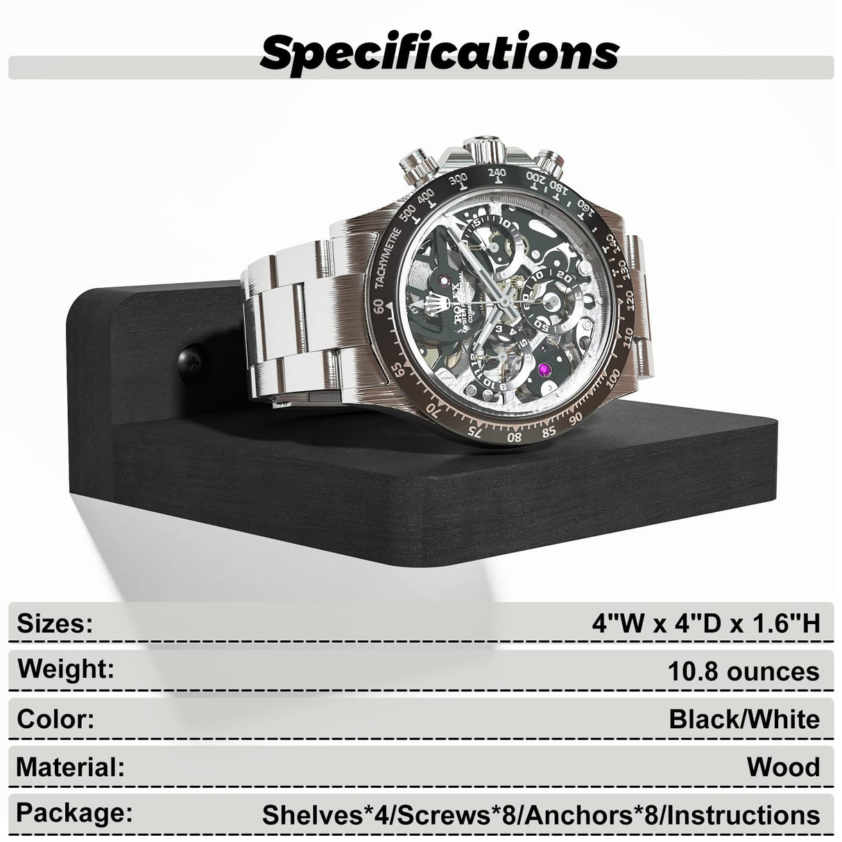 SRIWATANA Small Floating Shelves Wall Mounted, 4 Inch Wood Shelf for Decoration and Storage Set of 4, Mini Display Shelf for Bedroom, Bathroom, Kitchen, Office (Weathered Black) SRIWATANA