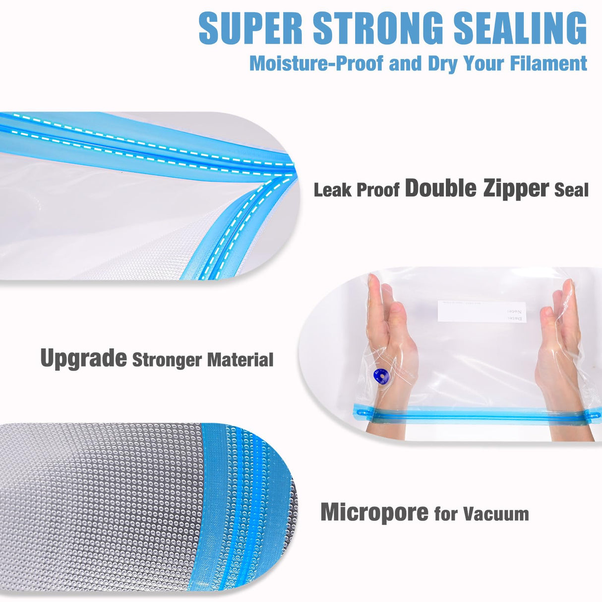 OVV3D Filament Storage Bags Kit 66pcs, 3D Printer Filament Storage 30 Bags Vacuum Sealed Kit with 30pcs Desiccant, Hand Pump, Perfect for 3D Filament Storage or Using After Filament Dryer Box OVVNYXE