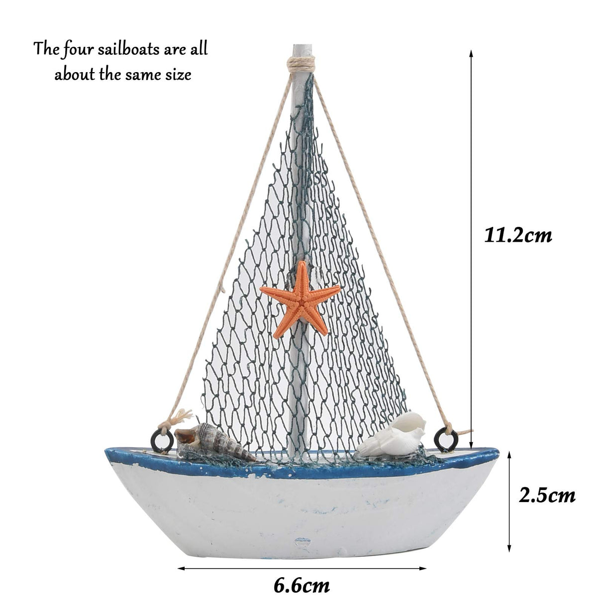 BUYGOO Mini Sailboat Model Decoration - 4-Piece Wooden Miniature Sailing Boat Home Decor Set BUYGO