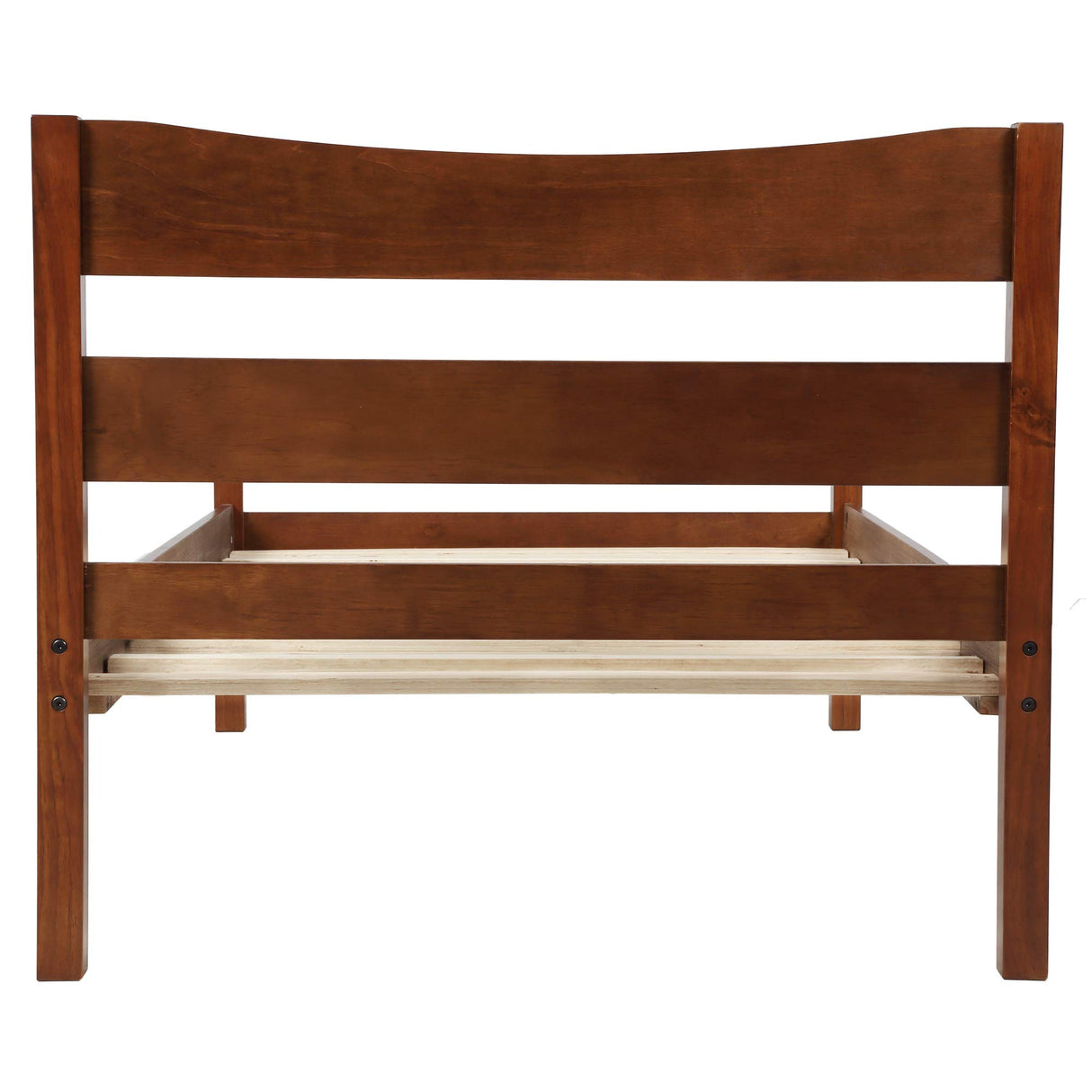 MERITLINE Twin Size Platform Bed with Headboard and Footboard, Wooden Bed Frame, No Box Spring Needed – Walnut MERITLINE