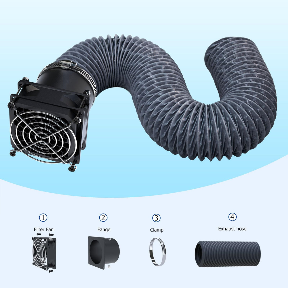 YOOPAI Fan Fume Extraction Kit for 3D Printer Enclosure, Exhaust Pipe with Low Noise Exhaust Fan, Efficient Ventilation, Exhaust Odors Smoke and Dust YOOPAI