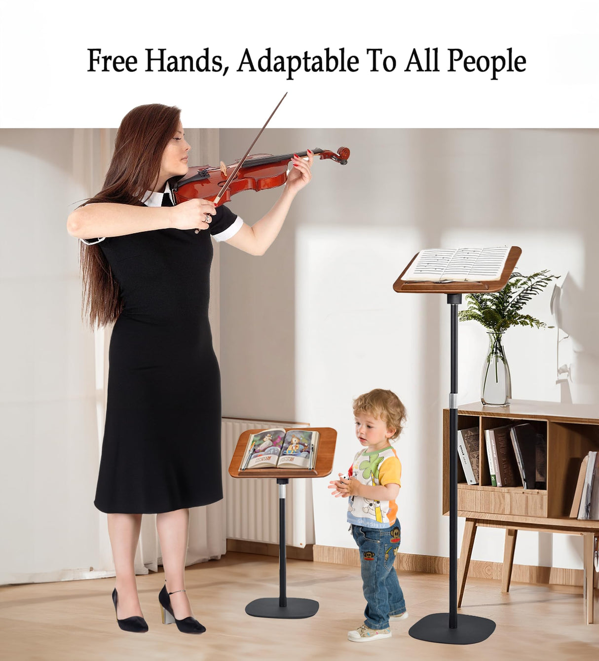 Adjustable to 67in Standing Book Stand, Book Holders for Reading Hands Free with Pedestal,Wood Music Sheet ,Podium& Bible& Cookbooks Display Stands Blinrfilal