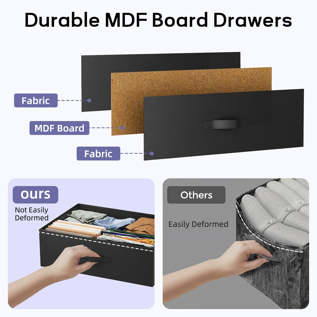 Seeday Dresser for Bedroom with Clothes Rack, 4 Drawers Dresser with Charging Station and LED Lights, Storage Chest of Drawers with Wheels, Wooden Top, for Closet, Living Room, Hallway, Black Seeday