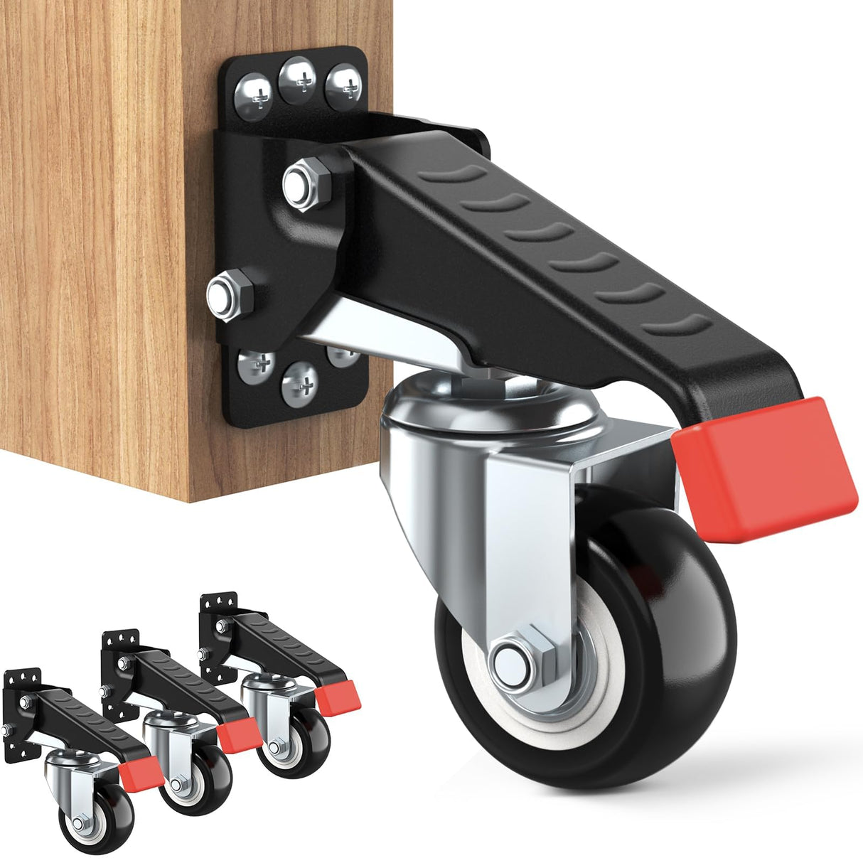 SPACEKEEPER Workbench Casters kit 660 Lbs - Retractable Casters Heavy Duty Bench Caster Wheels Designed for Workbenches Machinery & Tables, 4 Pack SPACEKEEPER