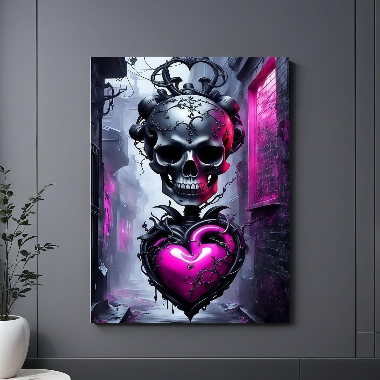 5D Diamond Art Kits for Adults, Skull Heart Diamond Painting Kits for Adults Beginner, DIY Full Drill Diamond Dot Gem Painting for Home Wall Decor 12x16inch BYGFHLYW
