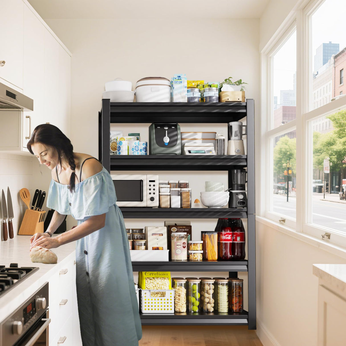 PKDYEZ Garage Shelving 5-Tier Adjustable Metal Garage Shelves Heavy Duty Unit,3000 LBS Steel Shelf Storage Rack Suitable for Industries,Warehouses,Basement,Black (72''H x 36''W x 16''D) PKDYEZ