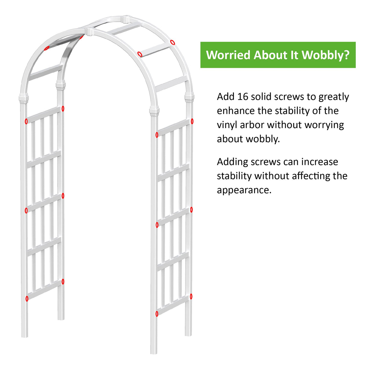 FENCETECH 41" W x 86" H Vinyl Arbor, Vinyl Arch, Garden Arch Arbor for Outdoor, Yard, Garden, Climbing Plants - White FENCETECH
