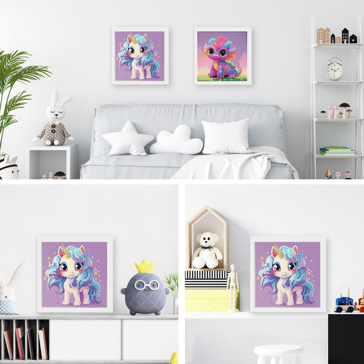 Genius maker Diamond Art Kits with Frame, 5D Diamond Art Kits, Unicorn Diamond Gem Art for Girls Boys, Diamond Dots Kits, Painting Arts and Crafts for Home Wall Decor(7x7inch) Genius maker