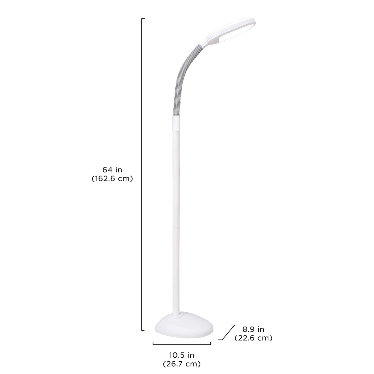 Verilux SmartLight Full Spectrum LED Modern Floor Lamp with Adjustable Brightness, Flexible Gooseneck and Easy Controls - Reduces Eye Strain and Fatigue - Ideal for Reading, Artists, Craft (White) Verilux