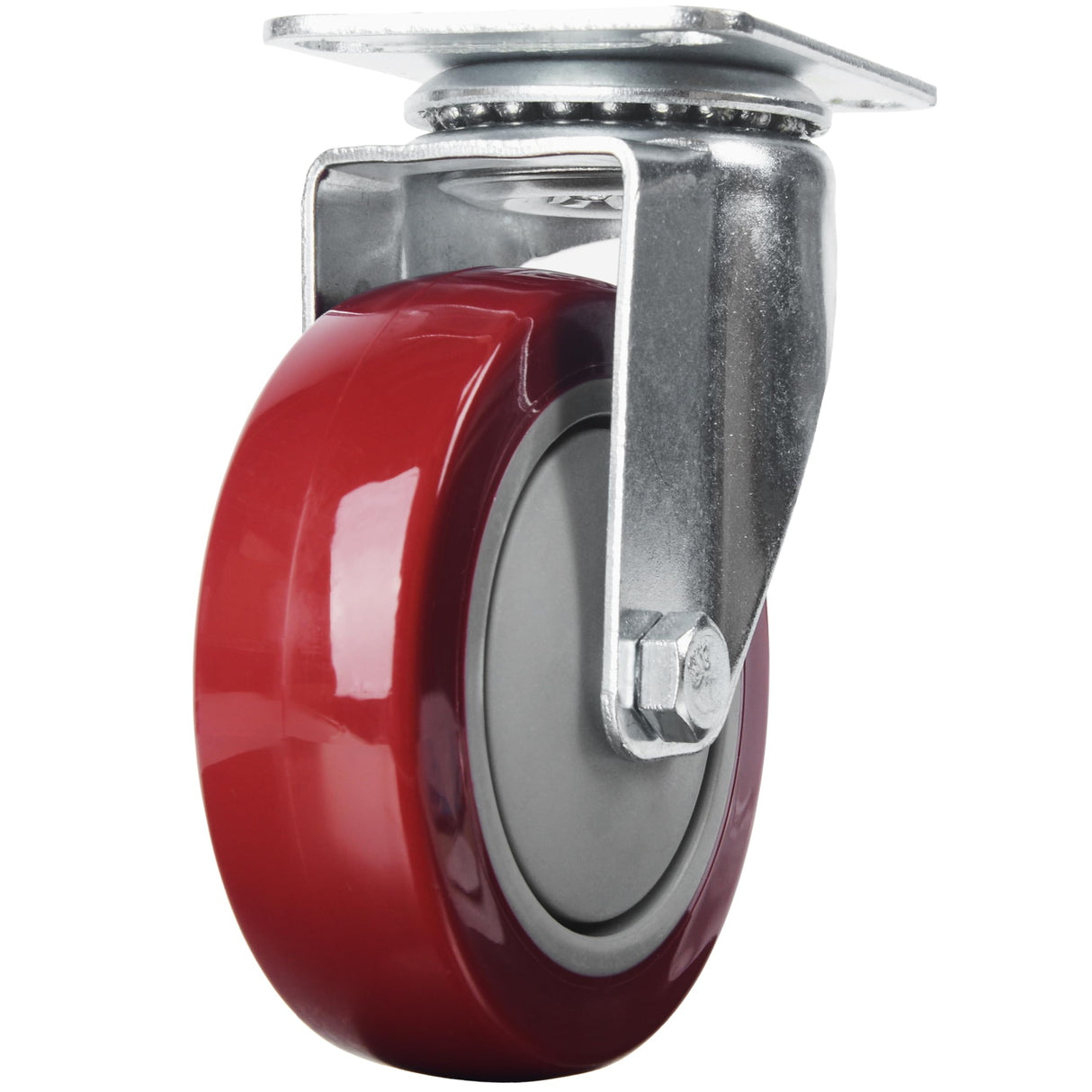 Finnhomy 4” Swivel Casters Wheels Set of 4 Plate Casters Heavy Duty Premium Polyurethane Wheels PU Load Bearing 2,600 Lbs Anti-wear Smooth Casters Red (Free Screws) Finnhomy