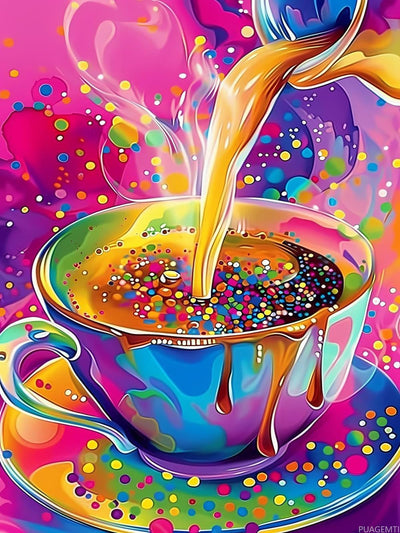 PUAGEMTI 5D The Colorful Coffee Diamond Painting Set for Adults DIY Food Diamond Art Kits for Beginner for Gift Wall Decor 12x16 inch