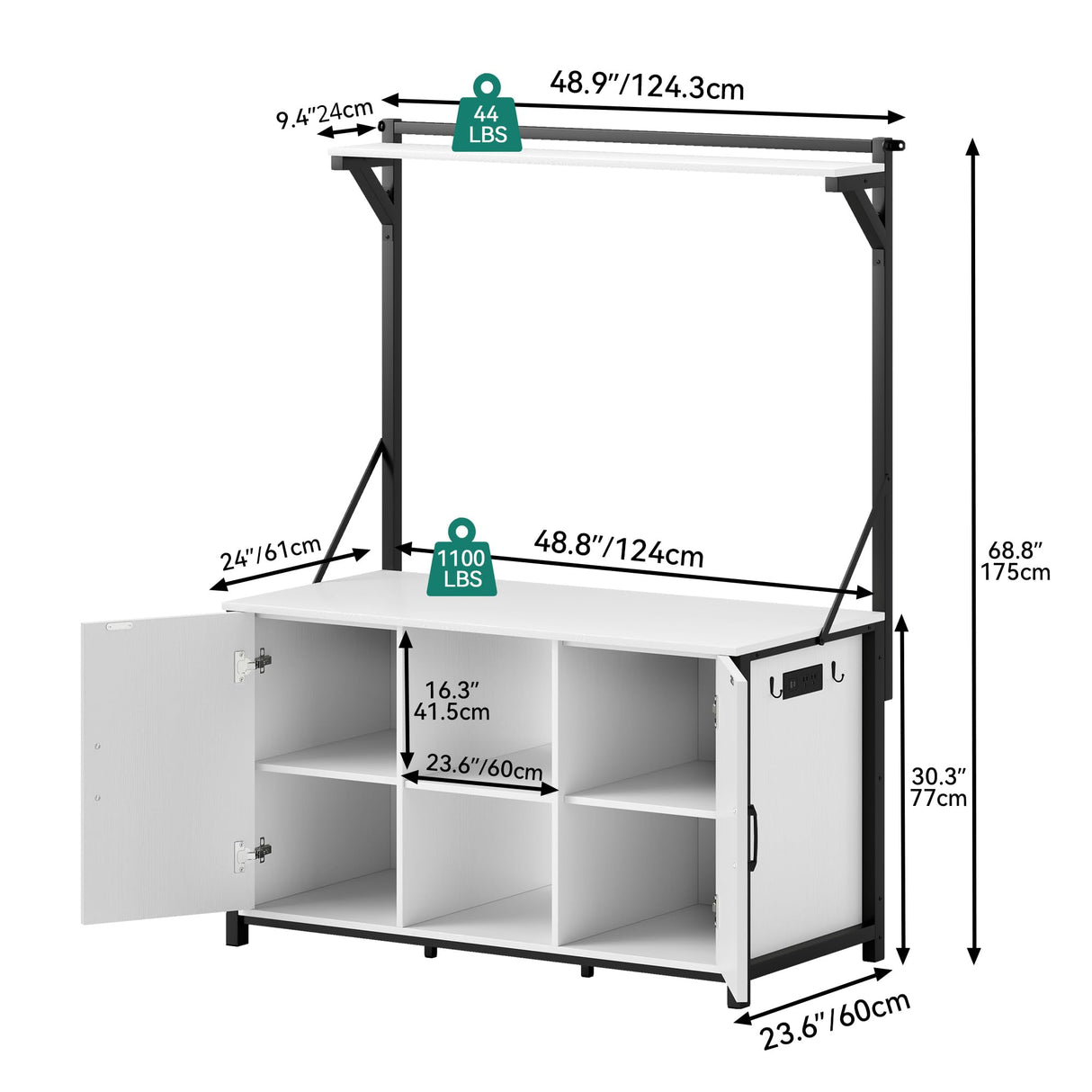 YITAHOME 120 Gallon Fish Tank Stand with Power Outlets, Heavy Duty Metal Large Aquarium Stand with Cabinet, Reptile Tank Turtle Terrariums Table for Fish Tank Accessories Storage,1100LBS Capacity YITAHOME