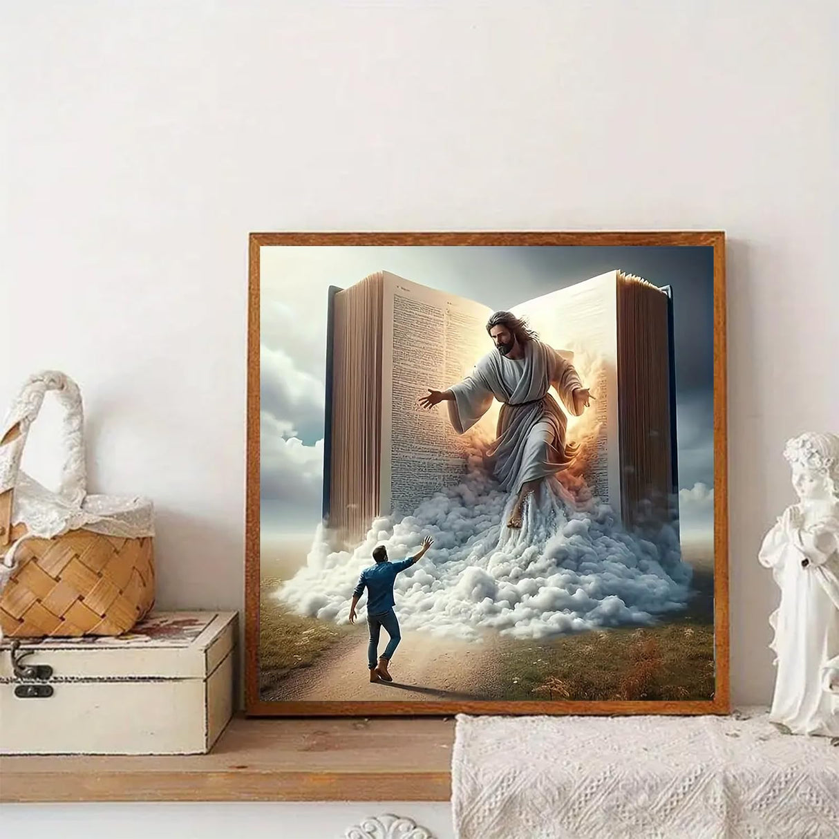 Diamond Art Painting Kits for Adults, Jesus 5D Diamond Painting Dots Art Kits for Adults Beginner, DIY Full Round Gem Crystal Art Paint by Diamond Book, Home Wall Decor 14x 14 in BYGFHLYW