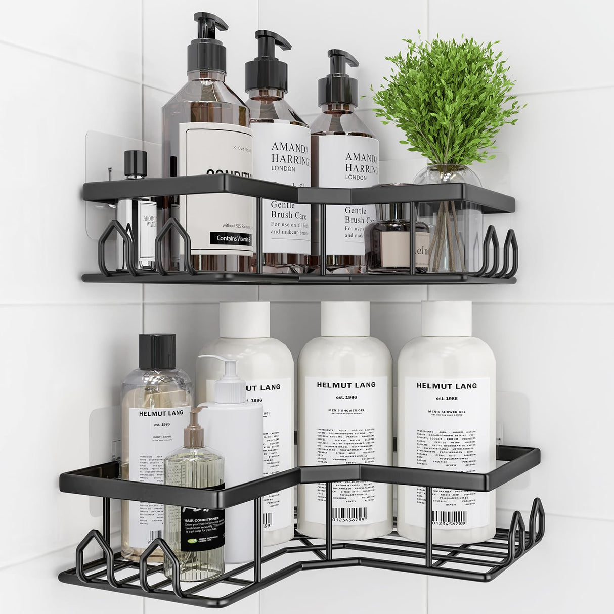 QHMCHLDZ Adhesive Shower Caddy, 2 Pack Corner Bath Organizer, Rustproof Stainless Steel Shower Shelves with Large Capacity, No Drilling Shelves for Bathroom Storage, Home, Kitchen Decor QHMCHLDZ