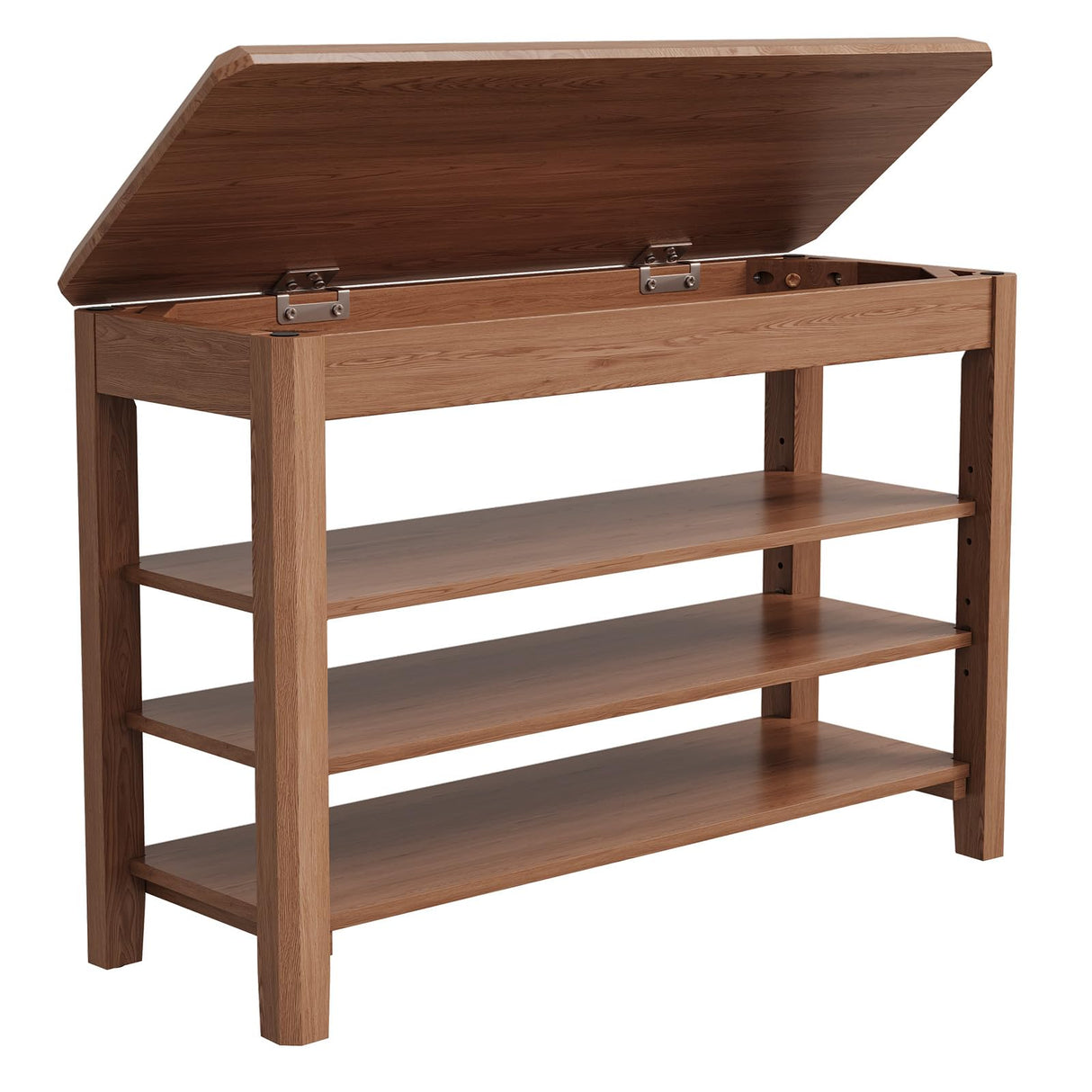 IUNVR Shoe Rack Bench Seat Rubberwood 3-Tier Wooden Storage Bench 550lbs Compact Mid-Century Modern Design for Entryway, Hallway, Closet, Front Door Entrance, Foyer IUNVR