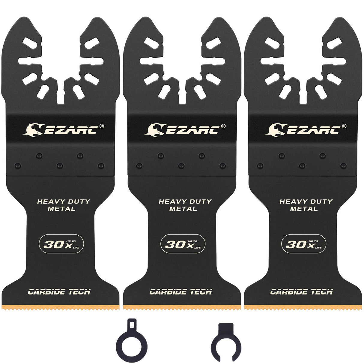 EZARC Carbide Oscillating Saw Blades, Multitool Blades Quick Release for Hard Material, Hardened Metal, Nails, Bolts and Screws, 3-Pack EZARC