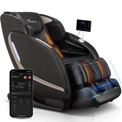 EASPEARL 2025 Massage Chair, 4D Full Body Zero Gravity Massage Chairs with APP, SL Track Shiatsu Stretch Massage Recliner Chair with Electric Footrest, Heat, Foot Rollers, Body Scan(Black)