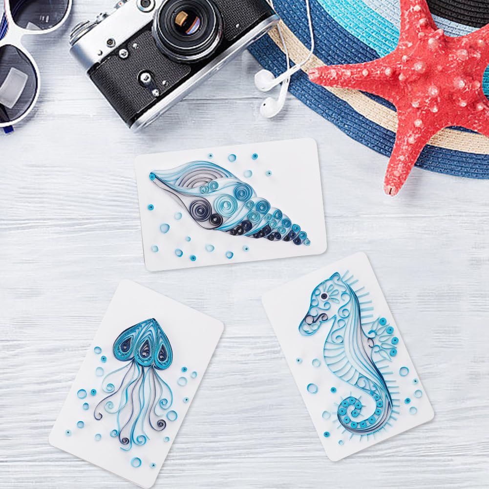 WEBEEDY Paper Quilling Kit 20 Sets DIY Sea Animals Paper Quilling Kit with Paper Quilling Strips Supplies Ocean Greeting Card Making Kits for Beginners DIY Handmade Crafts Home Room Wall Decor Gift WEBEEDY