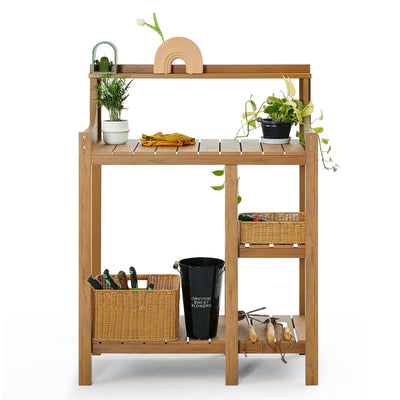 LMP HDPS Potting Bench Table, Potting Bench, Potting Benches for Outside, 50’’x17.5x37.5' (LxWxH) All Weather Potting Table Work Station for Outside Gardening, Wooden Like