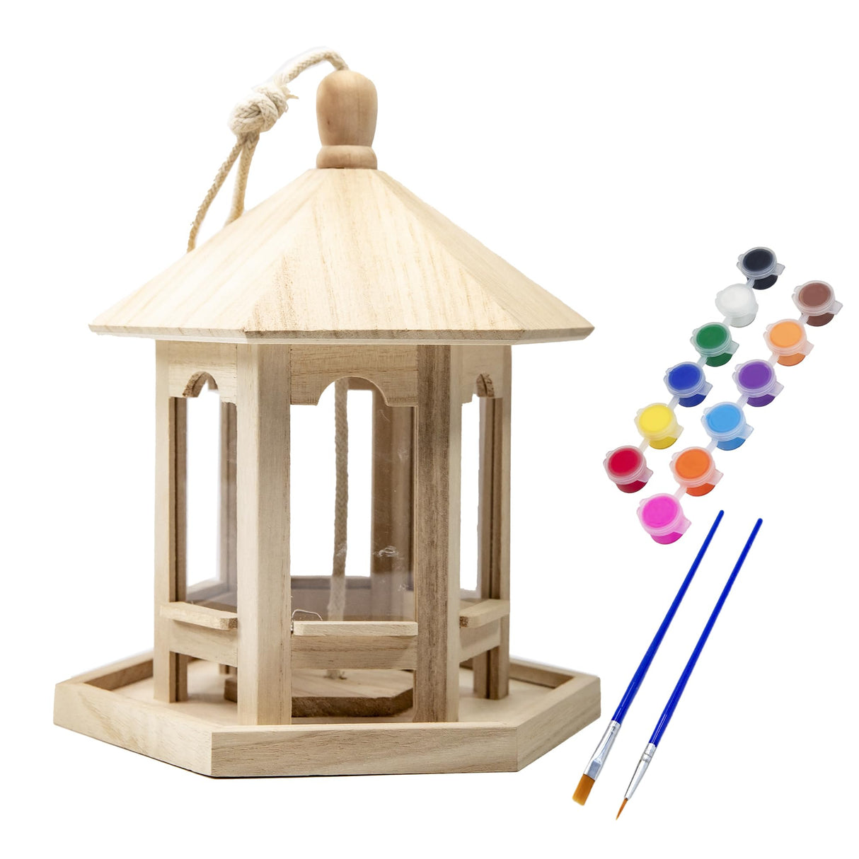 Berfutall-DIY Wooden Bird House for Outdoor, Wild Bird Feeder, Hanging Birdhouse,Perfect for Cardinals, Bluebirds, and More. (B) Berfutall