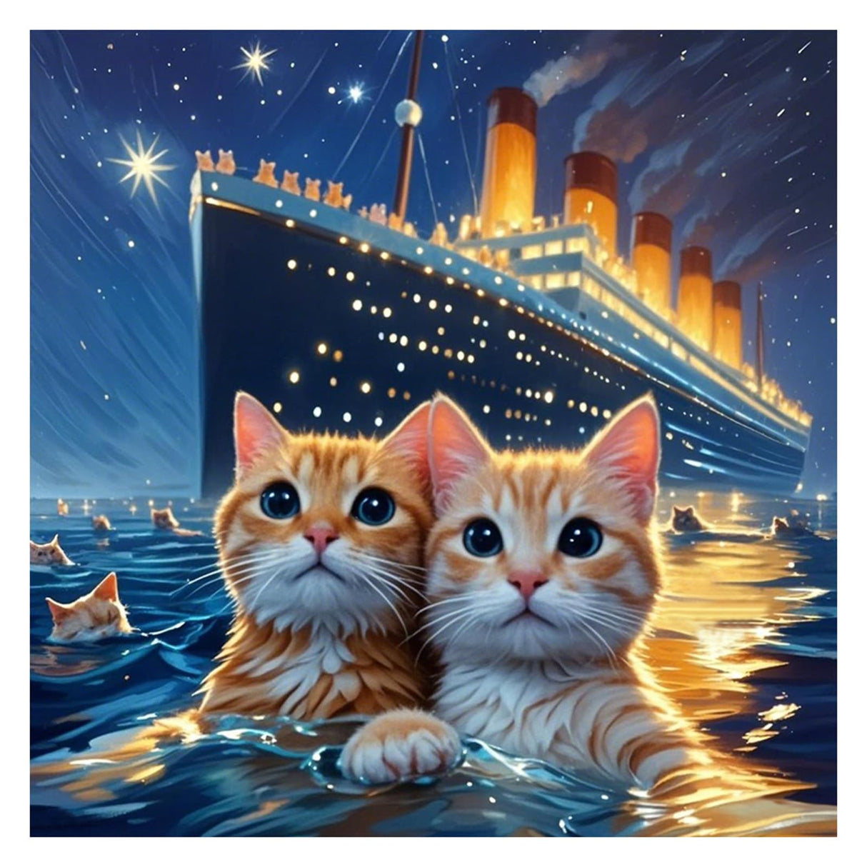 SJUTOUCI Cat Diamond Painting Kits for Adults, Diamond Art Kits for Beginners, DIY 5D Full Drill Diamond Dots Gem Craft Art Home Wall Decor 12x12 inch, Animals SJUTOUCI