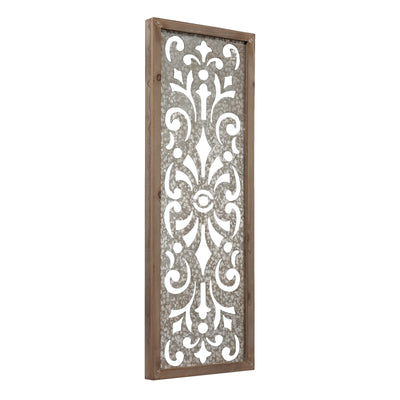 Sintosin Farmhouse Galvanized Wall Decor, 12" x 32", Hanging Window Pane, Wood & Metal Wall Art, Steel Sheet Wall Sculpture, Decorative Wall Panel for Living Room Fireplace