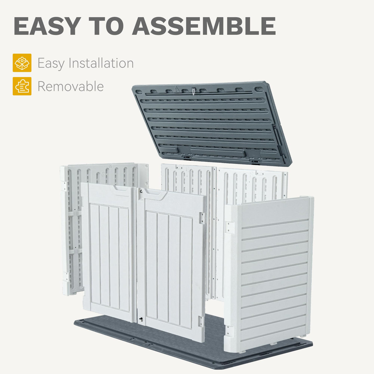 DWVO Outdoor Weather-Resistant Horizontal Storage Shed, 35 Cu Ft Capacity, Lockable and Waterproof, Suitable for Storing Garden Tools, Light Gray DWVO