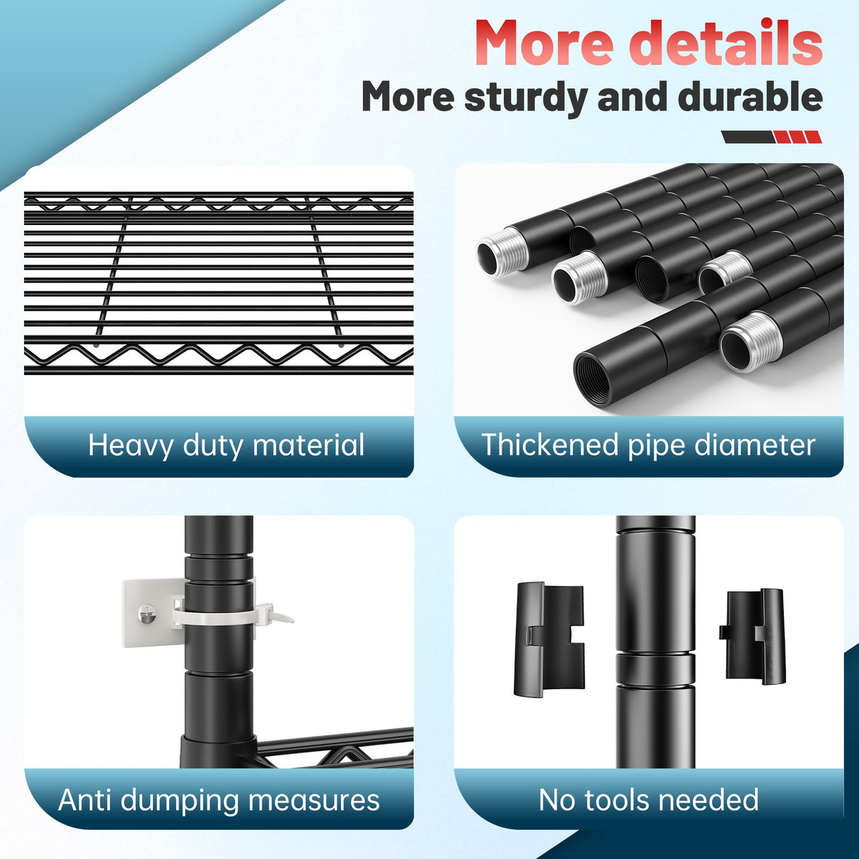 Romorgniz 82" H X45 W X18 D Storage Shelves with Wheels, 6 Tier Wire Shelving Adjustable Metal Shelving Pantry Shelves Capacity 1200LBS for Garage Shelving, Pantry, Kitchen, Closet, Commercial, Black Romorgniz