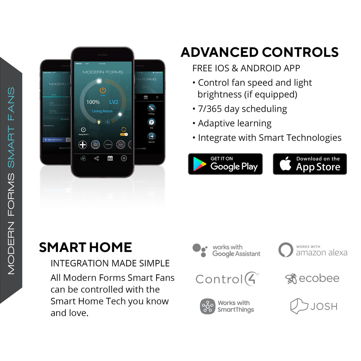 Zephyr Smart Indoor and Outdoor 3-Blade Ceiling Fan 52in Graphite Weathered Wood with Adjustable CCT 2700K-3000K-4000K-5000K LED Light Kit and Remote Control works with Alexa, and iOS or Android App Modern Forms