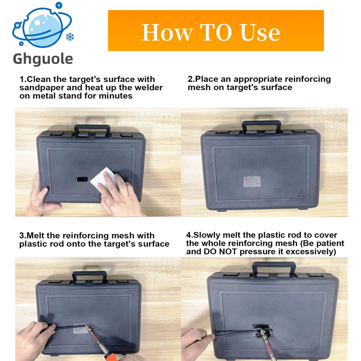 100W Plastic Welder, 2-in-1 Plastic Welding Kit with Soldering Iron Tips & 56Pcs Rods, 3-Speed Temperature Control Soldering Iron Gun, Professional Surface Repair Tool for Car Bumper,Dashboard, Kayak Ghguole