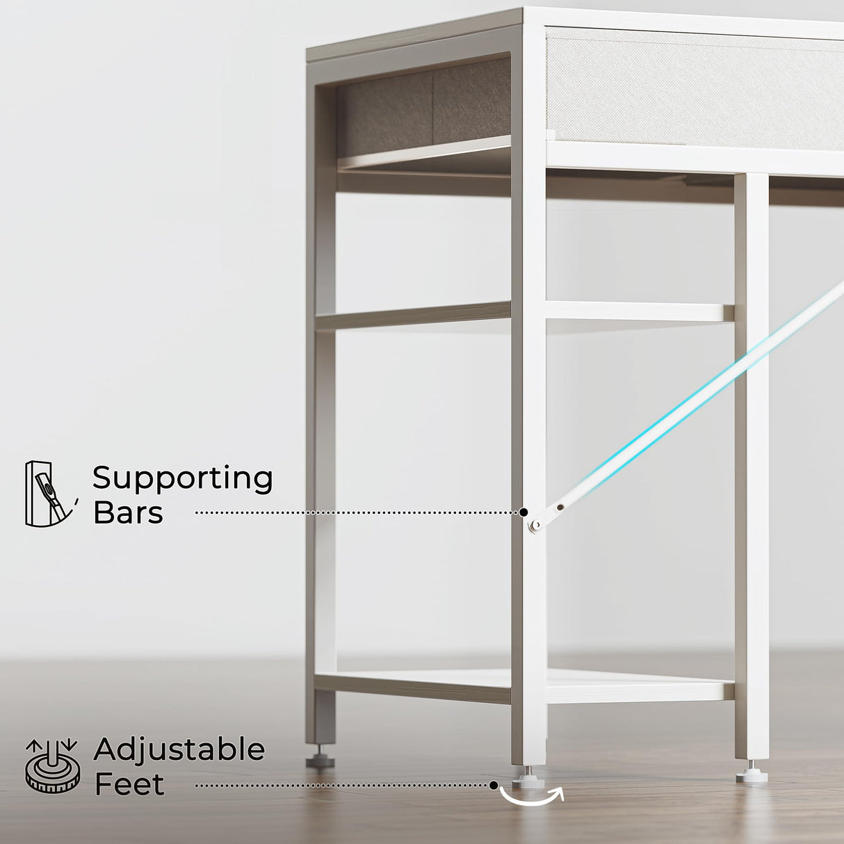 Huuger Computer Desk with 6 Drawers, 54 Inch Office Desk with Shelves, Reversible Gaming Desk, Corner Desk with Storage, Work Desk for Home Office, Study, Living Room, White Huuger