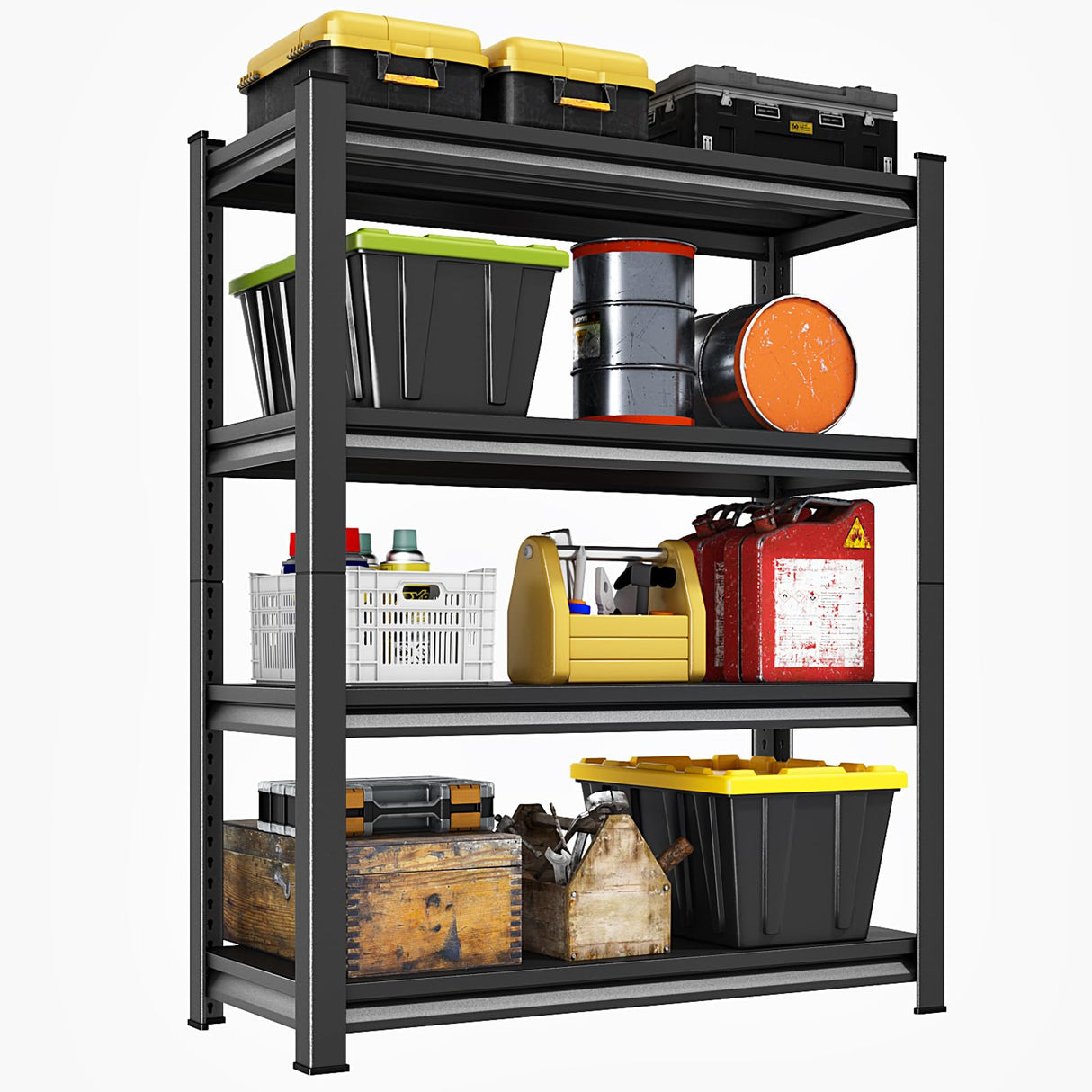 Huhaneon Garage Shelves Heavy Duty - 40''W 2,000Lbs Metal Adjustable Storage Shelving Rack Units for Warehouse Basement Pantry Kitchen 40" W x 16" D x 66" H 4 Tier Black Huhaneon