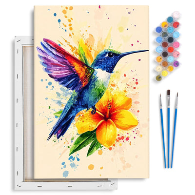 Framed Paint by Numbers Kit for Adults Beginner & Kids Ages 8-12, Hummingbird Paint by Numbers With Frame, DIY Watercolor Number Painting for Adults Hummingbird for Home Wall Decor Gift 8x 12 inch