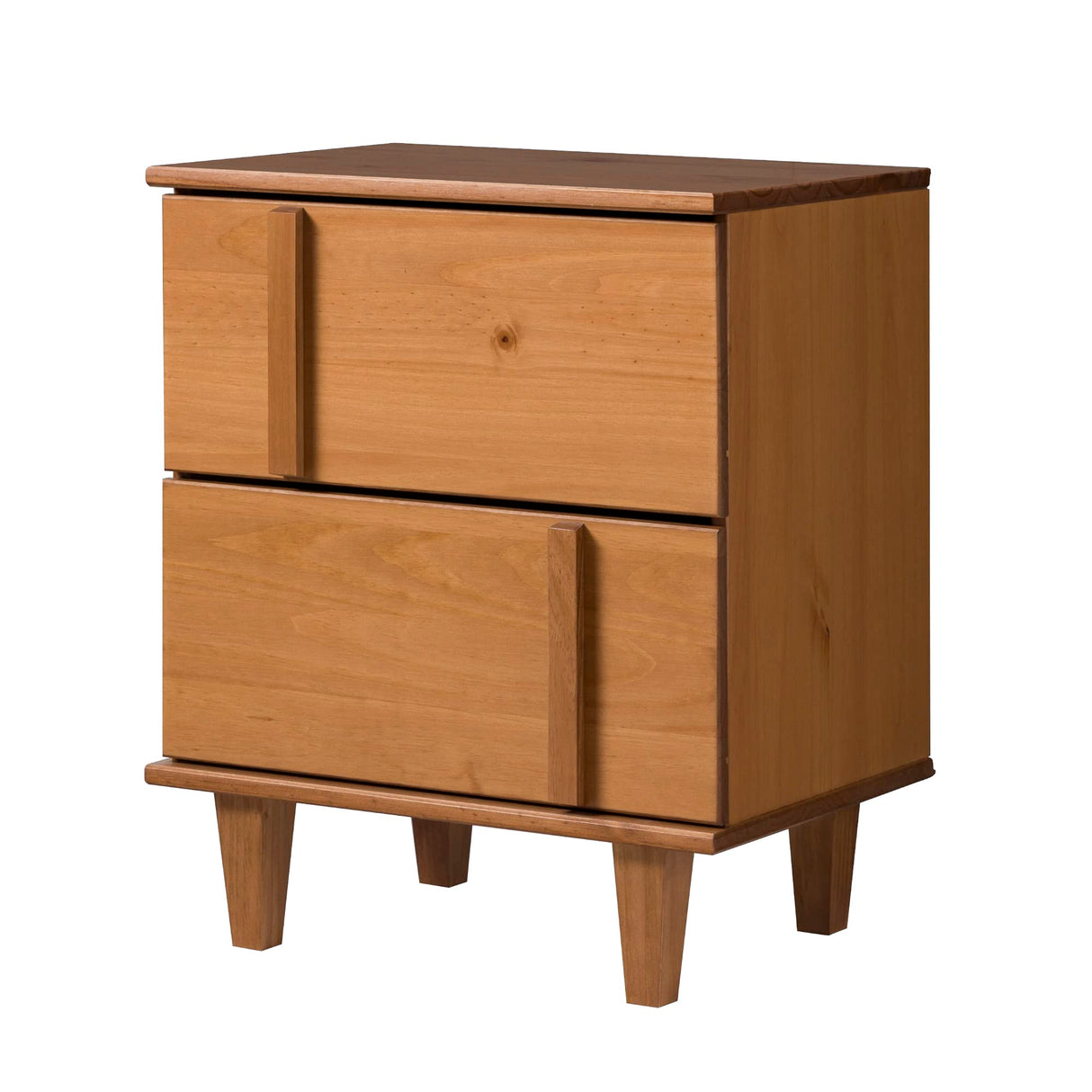 Walker Edison Sprague Contemporary Detailed Drawer Solid Wood Nightstand, 20 Inch, Caramel Walker Edison