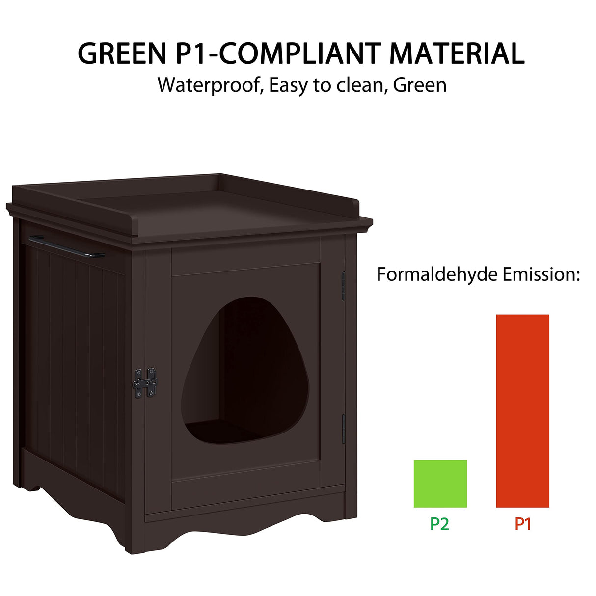 Yaheetech Cat Litter Box Enclosure, Hidden Cat Litter Box Furniture with Side Towel Bar, Wooden Cat Washroom, Storage Cabinet, Indoor Pet House, Side Table Nightstand, Espresso Yaheetech