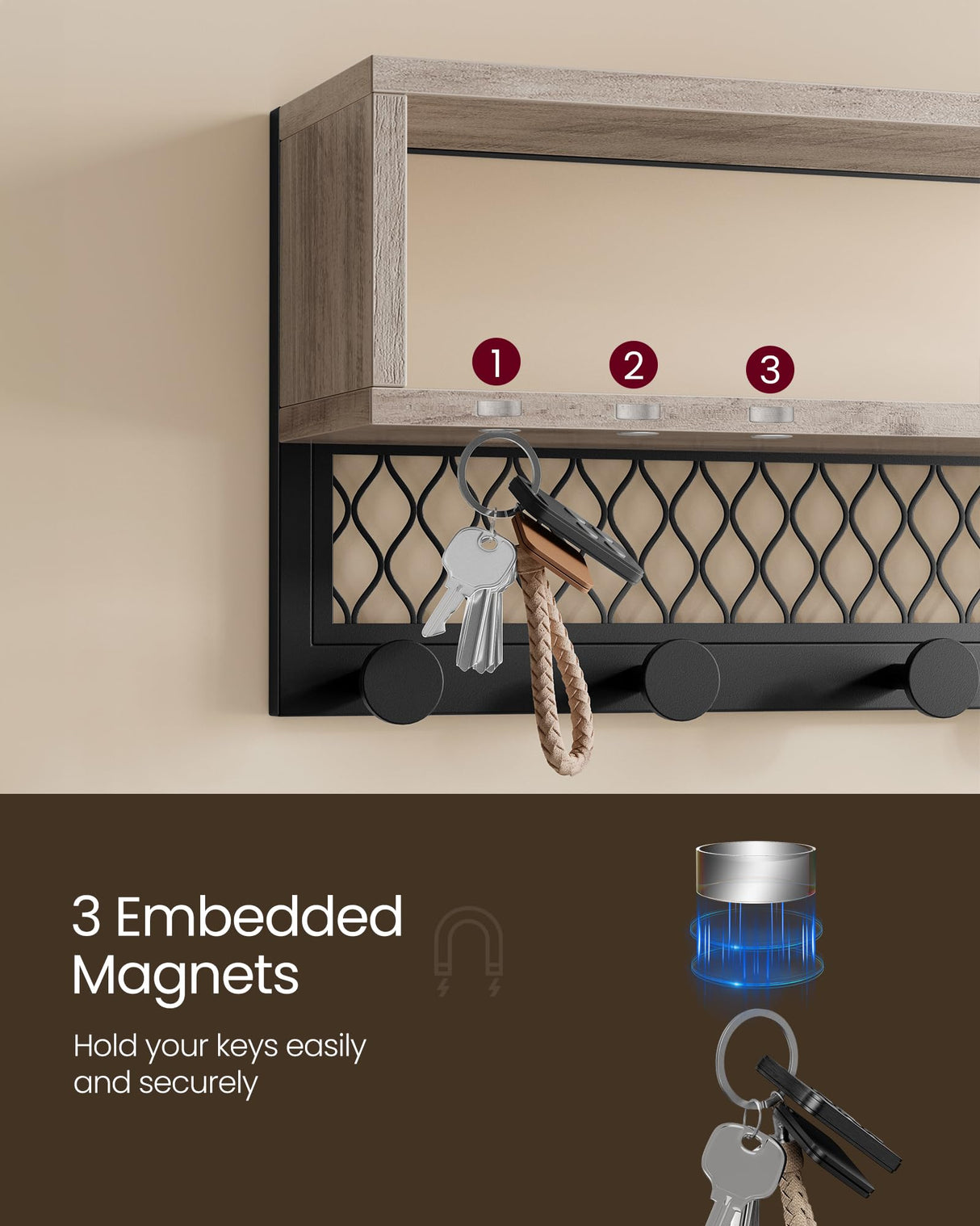 VASAGLE Coat Rack Shoe Bench Set, Hall Tree with Bench, Entryway Furniture, Multifunctional, Dot Coat Hooks, 2-Tier Shoe Rack, Industrial Style, for Entryway, Hallway, Heather Greige ULCR073K02 VASAGLE