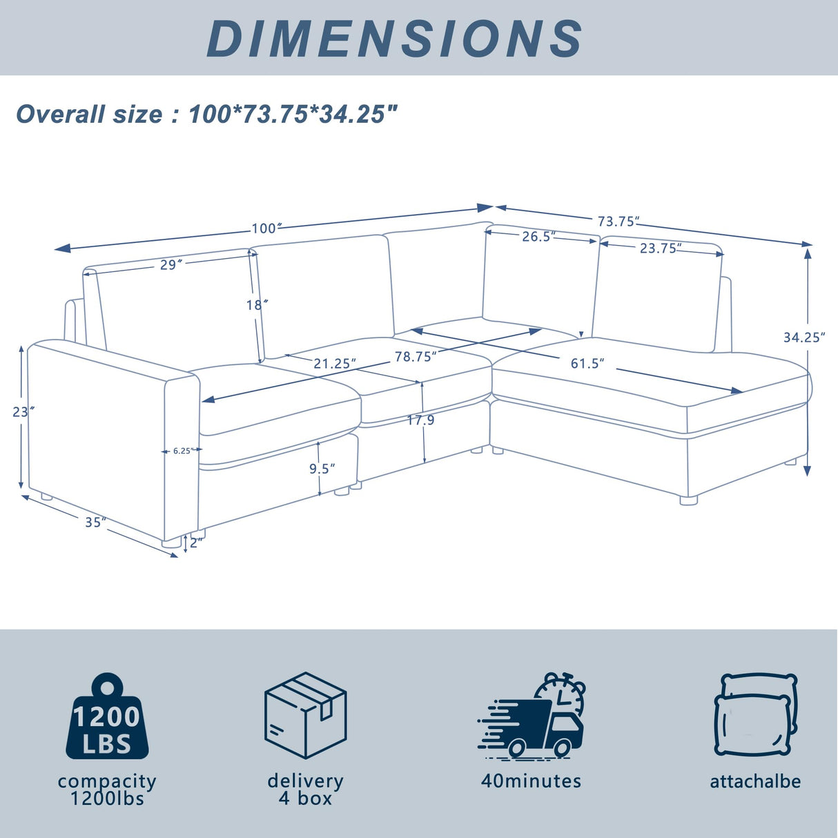 Mofolit 100“ L Shaped Couch with Reversible Chaise Sectional Sofa Corner Couches for Living Room,Apartment and Compact Spaces(Cream) Mofolit