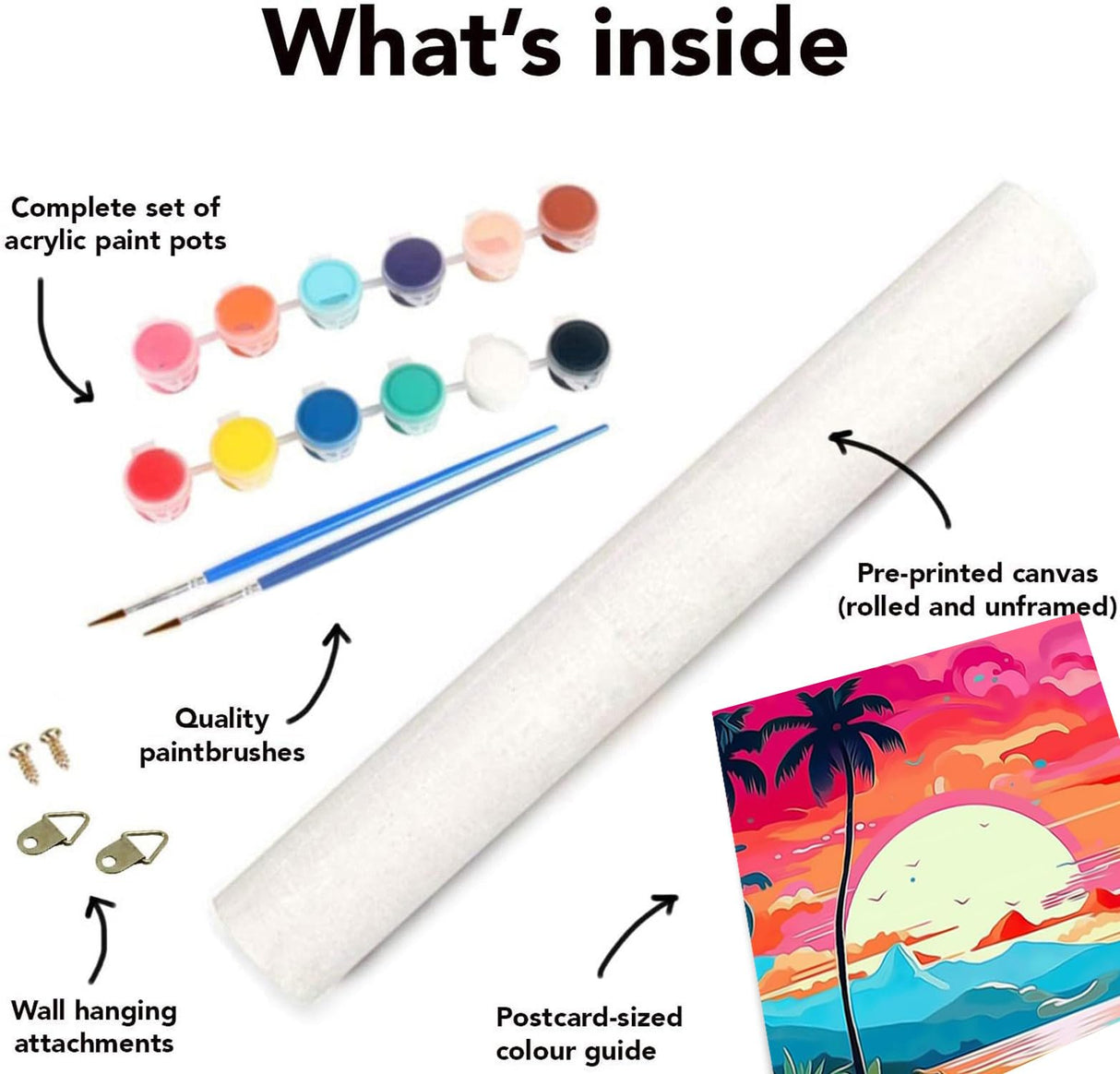 Fuinkqe 4 Pack Paint by Numbers for Adults and Kids Beginner, Landscape-Beach DIY Acrylic Painting Paint by Numbers Kits on Canvas for Kids Ages 4-8-12 Perfect for Gift Home Wall Decor(8x8in) Fuinkqe