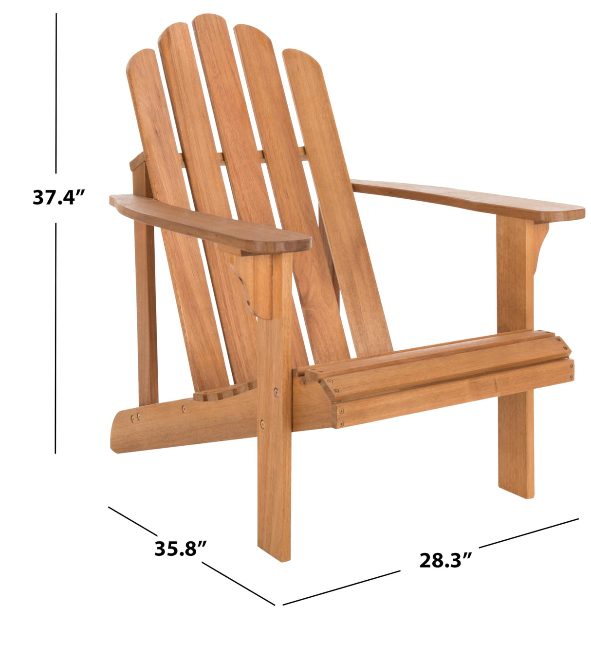 Safavieh PAT7027A Outdoor Collection Topher Teak Adirondack Chair, Natural Safavieh