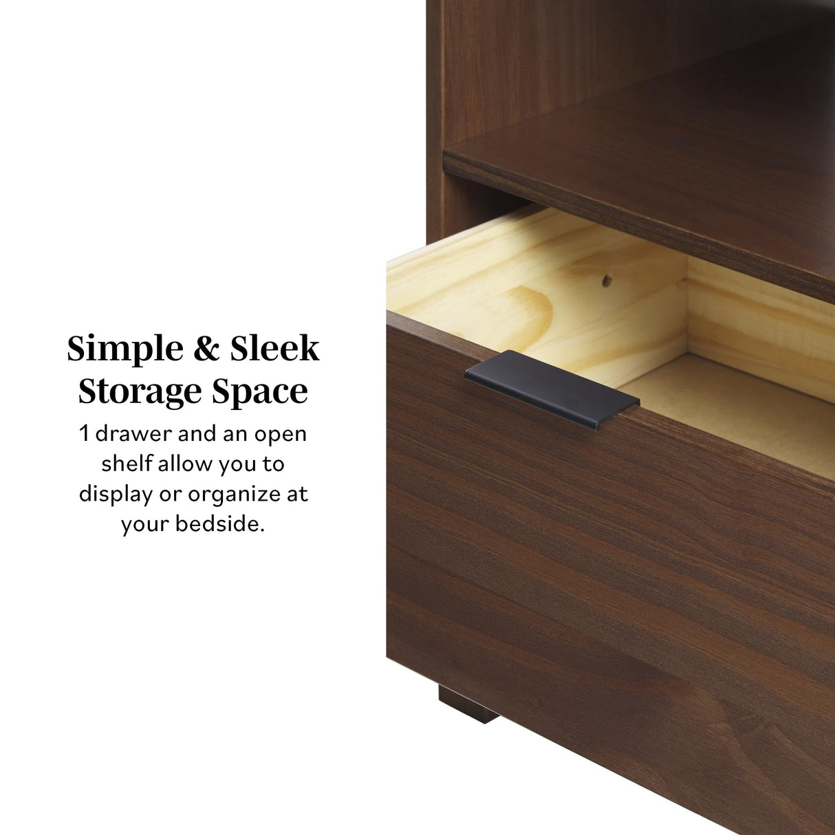 Elias Modern Curved-Frame Solid Wood Nightstand Walker Edison