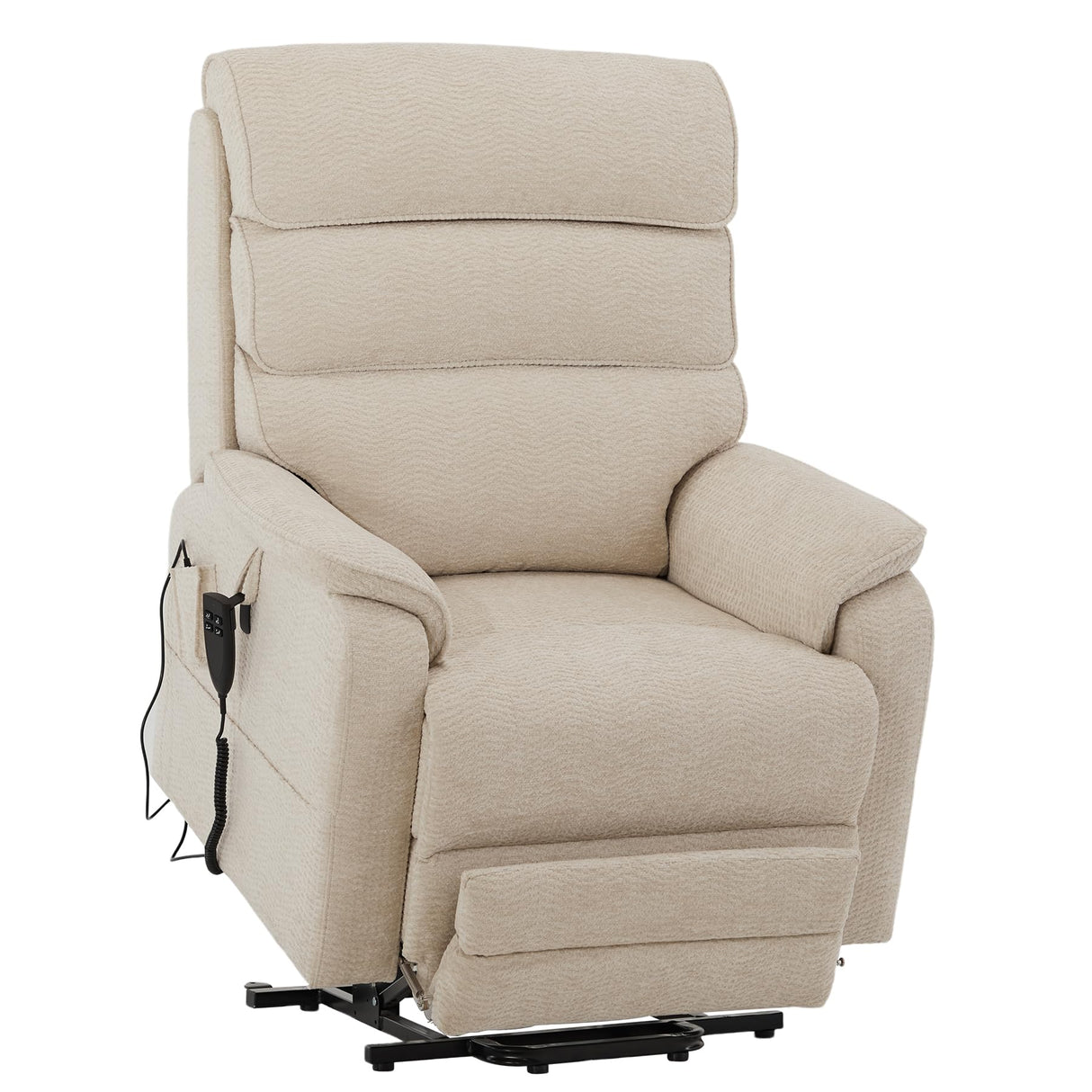 DYNOX 400 LBS Big Tall Man Large-Wide Power Dual Motor Lift Recliners Chairs for Elderly, Lay Flat Lift Chair with Infinite Positions, Heat & Massage, Extended Footrest (9298L,Chenille,Beige) DYNOX