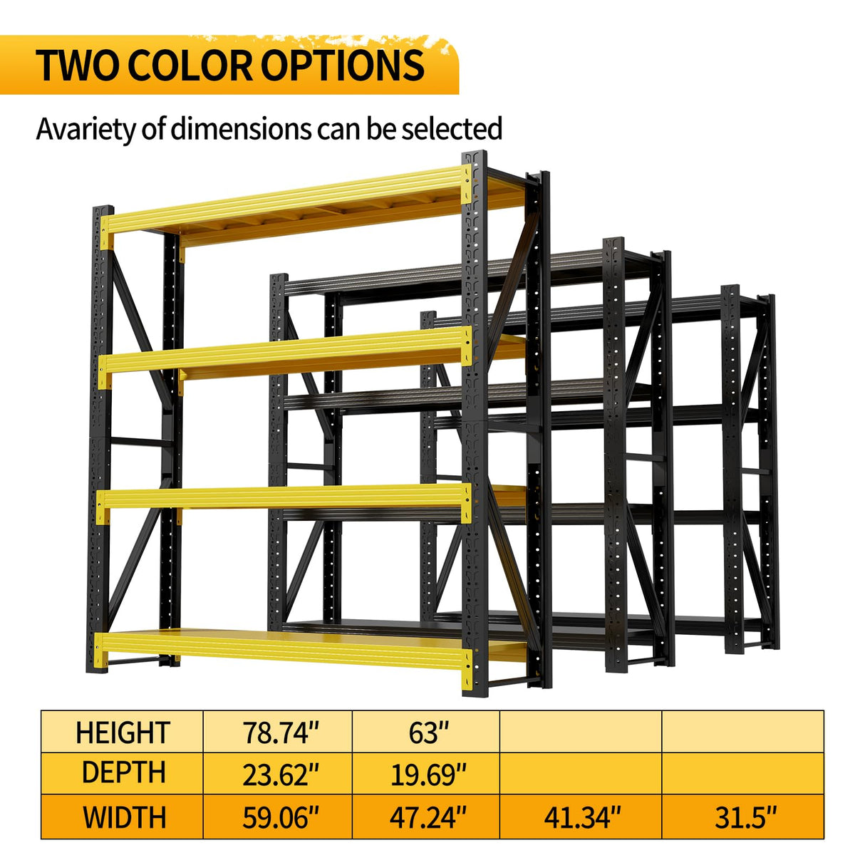 Vlriis 5000LBS Heavy Duty Garage Shelving Units, 78.7" H Adjustable Storage Shelves, Metal Storage Racks Industrial Shelving Utility Shelf for Warehouse, Basement (Black, 78.7" H x 59.1" W x 19.7" D) Vlriis